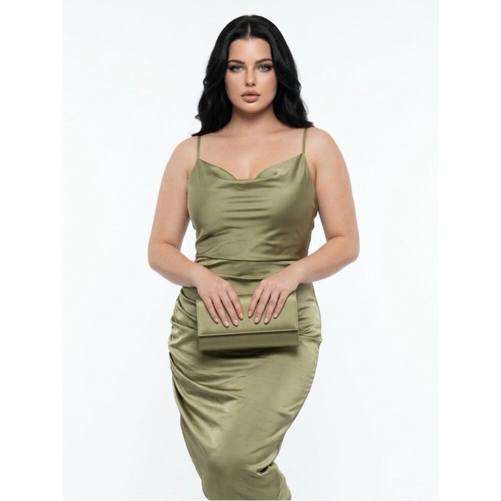 FREE PEOPLE | NEW INTIMATELY Moss Green Cinch Side Slip Dress Midi Women’s Small